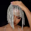 Hårklipp XSBODY Flash Long Tassel Chain Rhinestone Head For Women Nightclub Crystal Headband Hat Bridal Headpiece Jewelry