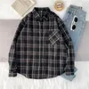 Damenblusen Vintage Plaid Shirts Frauen Harajuku Übergroße Langarm Streetwear Korean Button Up Casual Outwear Tops Frühling Herbst