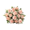 Flores decorativas buquê de rosa artificial requintada, fácil de cuidar, decoração de decoração não feita galhos de flores plásticas multiuso