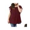 Женская футболка с размером элегантная женская блузка верхняя крышка с ручья ручка с помощью рулона короткие рубашки с тонкой рубашкой Lady W5vr доставка Dhjg0