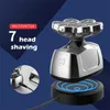 Barbeadores elétricos Razor de barbeador 7D para homens 6 em 1 aparador de limpeza à prova d'água LED úmido/seco sem fio 2442