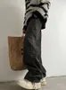 Jean léopard pour hommes pantalons denim masculin surtomant le pantalon de jambe large streetwear hip hop vintage vêtements lâches occasionnels 240318