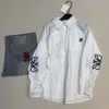 Sonbahar Bayan Gömlek Tasarımcı Bluz Moda Nakış Uzun kollu gömlekler Kısa Düğmeler Hırka Ceket Düz Renk Basit Ceket Normal Boyut