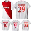 16 17 como camisa de futebol de futebol retrô de Mônaco Falcao Mbappe Maillot de Foot Lemar Bernardo Silva