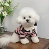 Dog Apparel Clothes Schnauzer Teddy Polo Shirt Summer Dress Striped Pet T-Shirt Costume Soft Pullover Suit For Puppy