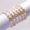 Charm Bracelets Mode Initialen Armbandbriefmünze natürliche Süßwasserperle für Frauen Boho luxuriöse Brautjungfer glänzende Schmuckgeschenke DHLFA