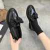 Casual Shoes 2024 Women Loafers Bowtie Slip On Female Boat Black Oxford Patent Leather Zapatos Mujer 8231n