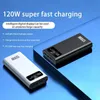 Mobiltelefon Power Banks 50000mAh Portable Power Bank 120W Super Fast Charging Battery High Capacity Digital Display Power Bank för iPhone Samsung Huawei 2443