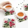 Bord Mattor Blue Hummingbird Coasters Kitchen Placemats Vattentät Isoleringskopp Kaffe för dekor Hem Tabellkuddar Set av 4