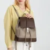 Backpack Loerss Véritable cuir décontracté grande capacité de grande capacité pour les femmes étudiants d'étudiant se baisser les sacs à glissière de couleur contrastante