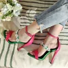 Klänningskor Fashion Design Sunflower Kvinnor Sandaler Blandad färg smal band Buckle Strap Summer Party Thin Heels Zapatos Mujer H240403MJVN