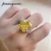 Cluster -Ringe Panyssen 925 Sterling Silber 13x16mm Citrine High Carbon Diamond Edelstein Hochzeitsvergütung Ring Feiner Schmuck Großhandel Großhandel