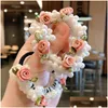 Hårgummiband Retro French Rose Pearl Circle Super Fairy Girl Rope Hand Woven headrope japanska och koreanska prydnadskvinnor Perfekt DHPXE