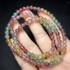 Bracelets de liaison 5 mm Natural Tourmaline Triple Circle Bracelet pour femmes Fashion Summer Dopamine Charm Bijoux Accessoires 1PCS