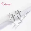 Boucles d'oreilles cerceaux Korea Style Cross 925 STERLING Silver Luxury Charming Ear Clip Design Fashion Femmes Bridal Wedding Engagement