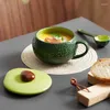 Mugs Avocado Green Breakfast Oatmeal Cup Children Can Put Microwave Oven Lovely Milk Coffee High Beauty Value With Spoon