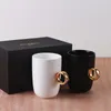 Ring Cup Couple Pair Cup Black White Diamond Mug Drinkware Personalized Coffee Mug Ceramic Water Tea Cup 240326