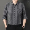 Мужские рубашки мужчина 2024 весна с коротким рукавом хлопковое льняное льня