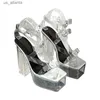 Scarpe eleganti di lussuoso strass di strass in PVC piattaforma in PVC zeppe Women Sandal Fashion Crystal Clear Heeled Gladiator Sandals Summer H240403IOWL