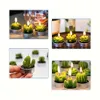 12pcs Tea Valentine's Day Decoration, Handmade Exquisite Amber Cactus Candle, Suitable for Party, Wedding, Spa, Home Decoration Gifts