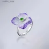 Anelli a grappolo 2021 Elegante anello di apertura di fiori viola fresca fresca e prima scelta di anello regalo e orecchini L240402