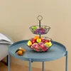 Servis uppsättningar förvaringskorg 2 Tier Fruit Iron Tiered Serving Tray för köksbänksdessertvisning