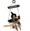 Party Decoration 2st Factory Price Handmade Halloween Broom Witch Door Wreath Hangings välkomna Hanging Cosplay Decor