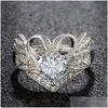 Band Rings N Zircon Stone Crystal Ring For Women Wedding Engagement Fashion Jewelry High Quatlity Drop Delivery Dhknp
