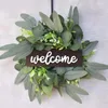 Decorative Flowers JFBL Artificial Eucalyptus Leaves Decorations Wreath Christmas Holiday Decor With Welcome Wood Board For Home