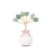 Party -Dekoration Super Mini Crystal Money Tree Kupferdraht eingewickeltes Achate Scheibe Basis Chakra Edelstein Feng Shui für Wohnkultur Hellblaue Vase