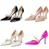 High Heeled Shoes Pointed Patent Leather Shallow Mouth Hollow Pearl Straight Line Thin Heel Wrap French Style Single Women workplace wedding party