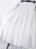 Tigena Big Hem Long Tulle kjol Kvinnor Korean Casual Simple Solid 3 Layers A Line High midje maxi kjol kvinnlig lady lila 240325