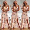 2024 Summer Bohemian Long Dress Evening Party Beach Sundress Flower Halter 240320