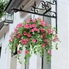 Dekorative Blumen künstlicher Traube Morgen Glory Anhänger gefälschte grüne Pflanzen Hausgarten Zaun im Freien Hochzeit Hangkorbkorb Dekoration