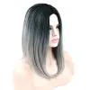 Wigs Soowee Synthetic Hair Black To Burgundy Ombre Hair Short Bob Wigs Straight Party Hair Grey Cosplay Wig for Women