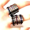 Pierścienie opaski hurtowe 36pcs/działka Pierścień stali nierdzewnej 8 mm Top Color Mix Men Men Kobiet Rotating Spin Mens Biżuteria Drop Deliv DH310