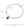 Link Armbanden Frans 925 Sterling Silver Geometric Square Emerald Zirkoon Pendant Bracelet Simple Modeable Broken Dames sieraden