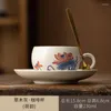 Tassen Japaner Retro zarte Keramik hochwertige Büro Kaffeetasse und Untertassen -Set Haus verwenden Nachmittagstee Dessert Gericht