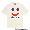 Designer SpringSummer New Product High Quality G Family Cotton T-shirt Couple Style Trendy Loose Graffiti Smiling Face Print Round Neck Casual Short Sleeve ILWE