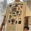 Summer electric fan collection picture interesting niche trendy brand men and women short-sleeved loose casual T-shirt trend top 240329