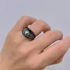 Cluster Rings Meibapj 8-9 мм натуральный павлин Blue Round Fashion Black Ring 925 Серебряное серебряное серебряное свадебное украшение для женщин