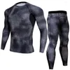 メンズサーマルアンダーウェア2024ラッシュガードMMA圧縮衣料品スーツTEESベースレイヤーレギンス男性ボディービルクロスフィットTシャツ