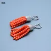 Boucles d'oreilles gg bijoux naturel orange lisse rond des perles de corail argent couleur cz pave levier arrière boules d'oreilles boucles d'oreilles mignonnes pour les femmes