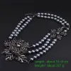 Colliers Party Bijoux Big Black Rose Flower Gris foncé Paux perle perle Per perle 3 couches de brin Bib Bridesmaid Statement Collier For Women