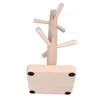 Storage Bottles Mug Holder Tree Wood Hanger Stand With 6 Hooks Weighted Base Anti Slip Coffee Rack For Kitchen Counter
