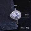 Anillos de racimo Ins Top Venta de joyería de lujo 925 Plata esterlina Corte de pera Blanco Claro Cubic Zircon Pave CZ Promise Mujeres Anillo de bodas