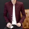 Versión coreana masculina de traje pequeño impreso para hombres del collar de autocultivo túnica china traje informal de china jóvenes 240329