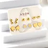 Stud Earrings LUXUSTEEL 6Pairs Gold Plated Stainless Steel For Women Girls Cute Piercing Tragus Studs Hoops Birthday Jewelry Set