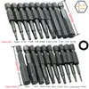 10 st SAE/Metric Hex Head Allen Wrench Borr Bit Set 1/4 "Diameter Snabbfrisättning Shank Magnetic Screwdriver Bit Set