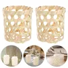 Candle Holders Bamboo Cup Sleeves Woven Handmade Covers Accessory Glassware Protector